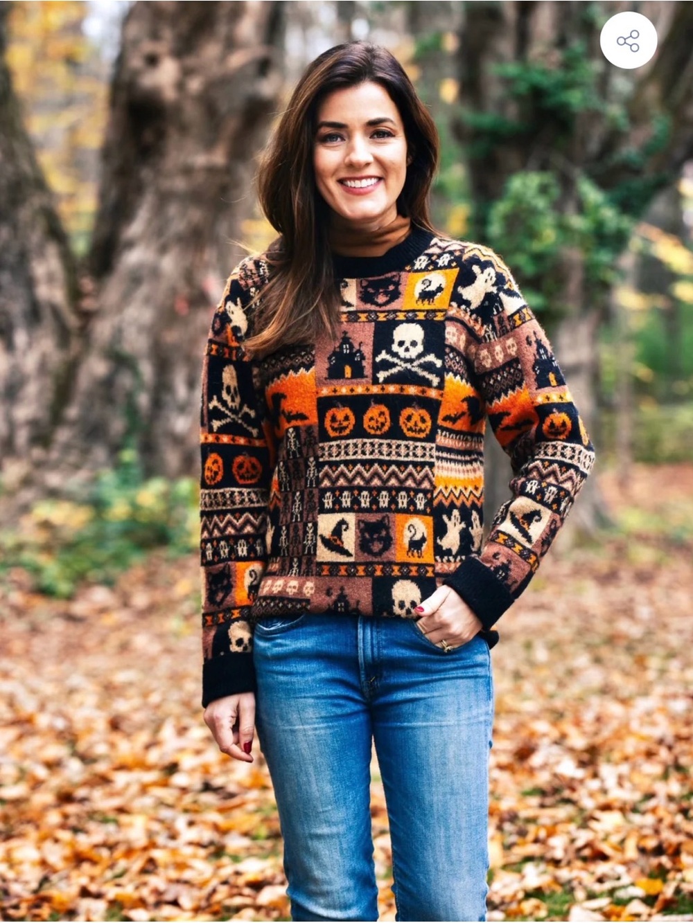 Kiel James Patrick Halloween Crewneck Sweater in Brown & Orange